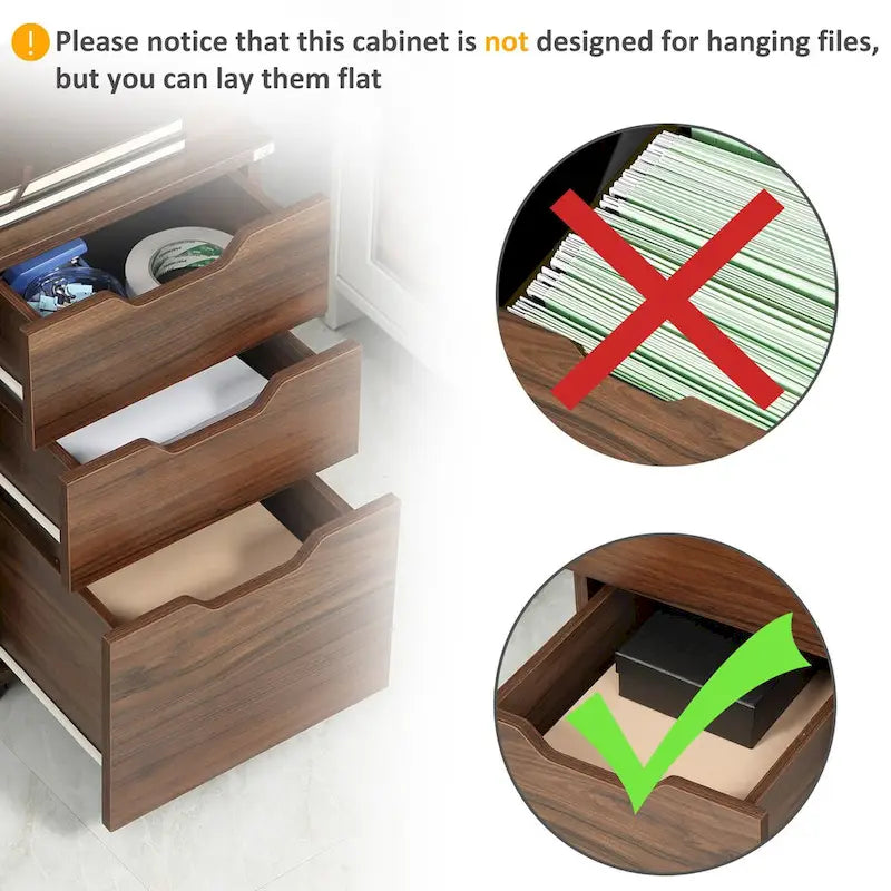 Meuble de rangement de bureau à 3 tiroirs, à glisser sous un bureau, avec roulettes, aspect bois brun-7