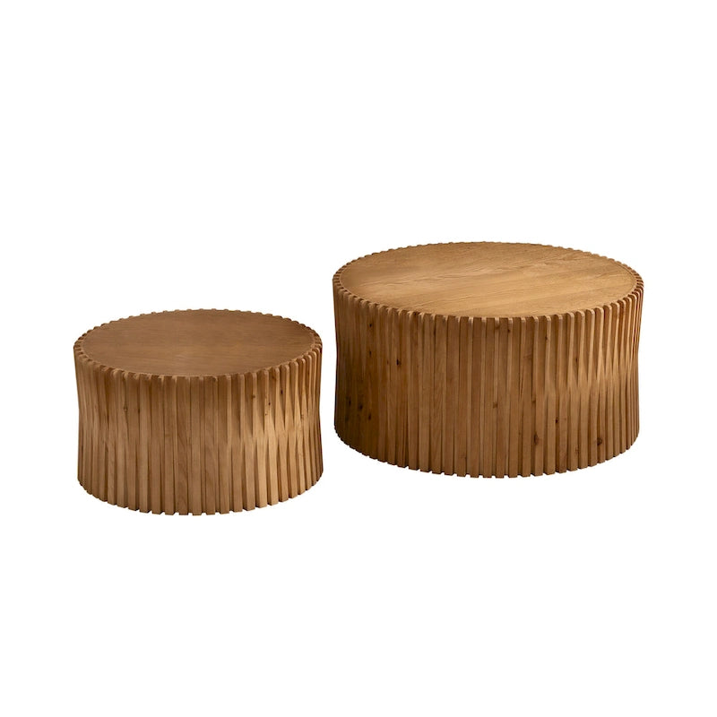 Ensemble de 2 tables basses avec motif texturé vertical en relief pour salon-18