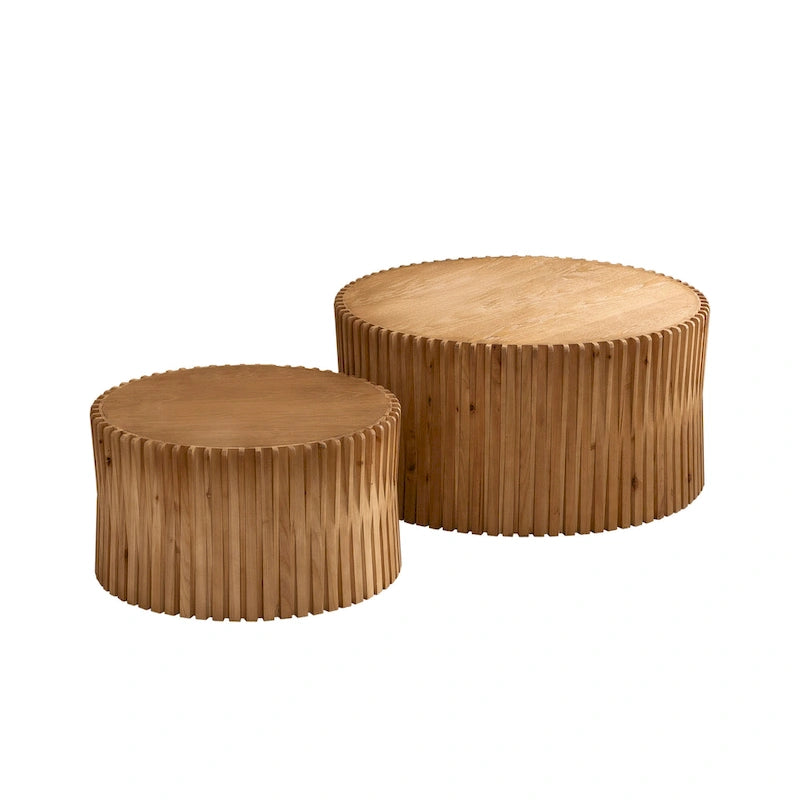Ensemble de 2 tables basses avec motif texturé vertical en relief pour salon-20