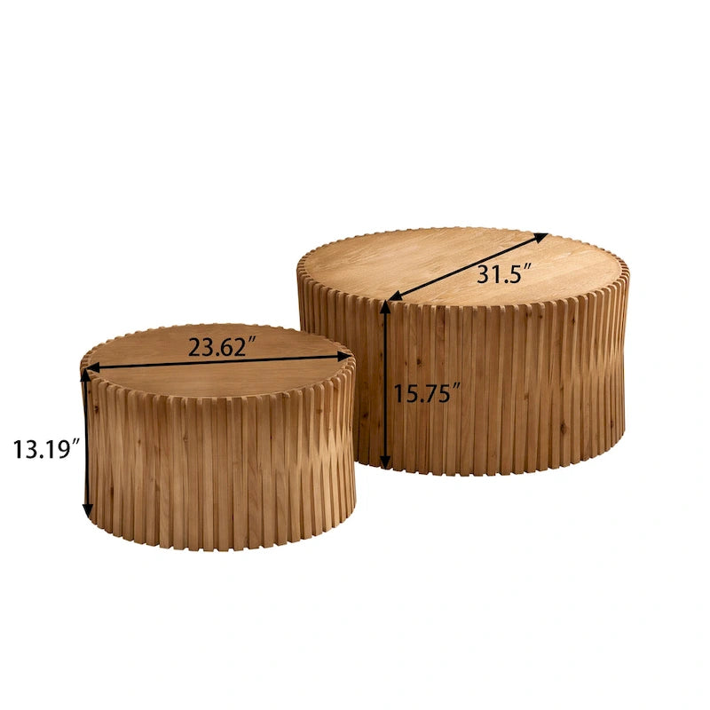 Ensemble de 2 tables basses avec motif texturé vertical en relief pour salon-28