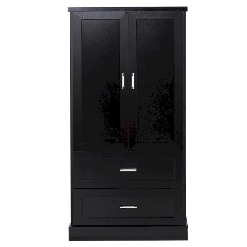 Armoire de rangement haute pour salle de bain, meuble à deux portes et tiroirs, étagère réglable, panneau en MDF